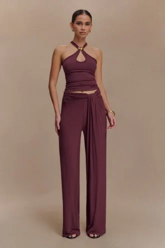 Pantalones rectos Ramona de modal – Caoba