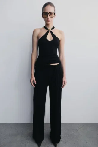 Pantalones rectos Ramona de modal – Negro