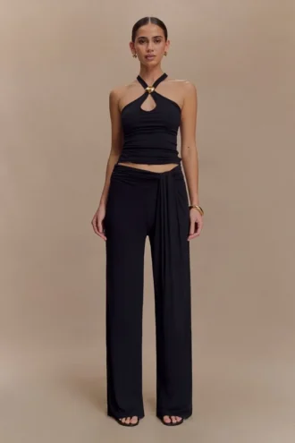 Pantalones rectos Ramona de modal – Negro