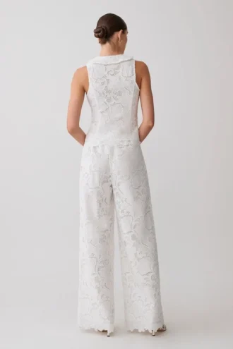 Pantalones rectos Tessa Broderie – Blanco