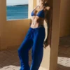 Pantalones rectos transparentes Tonya – Azul cobalto Pantalones rectos transparentes Tonya – Azul cobalto