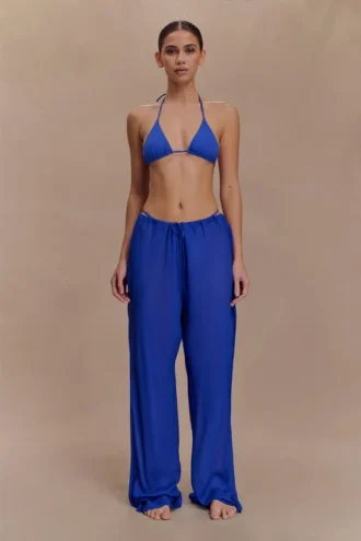 Pantalones rectos transparentes Tonya – Azul cobalto