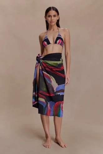 Pareo de gasa Evie – Estampado Multi Fluid Reverie