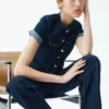 Partes de arriba ajustadas de denim de pantalones cortos Marge – Azul índigo Partes de arriba ajustadas de denim de pantalones cortos Marge – Azul índigo