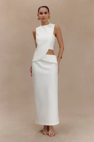 Falda midi de traje Astrid – Blanca