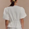 Partes de arriba de algodón con mangas abullonadas Emilie – Blanco Partes de arriba de algodón con mangas abullonadas Emilie – Blanco