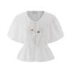 Partes de arriba de algodón con mangas abullonadas Emilie – Blanco Partes de arriba de algodón con mangas abullonadas Emilie – Blanco