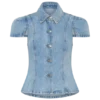 Partes de arriba de Denim de manga corta Bently – Azul claro lavado Partes de arriba de Denim de manga corta Bently – Azul claro lavado