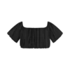 Partes de arriba de otoño con hombros descubiertos y corte abullonado – Negro