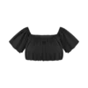 Partes de arriba de otoño con hombros descubiertos y corte abullonado – Negro