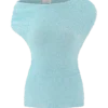 Partes de arriba de punto bouclé con hombros descubiertos de Chloe – Azul claro