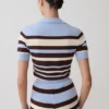 Partes de arriba de punto con botones Philly Stripe – Chocolate/Azul Partes de arriba de punto con botones Philly Stripe – Chocolate/Azul