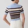Partes de arriba de punto con botones Philly Stripe – Chocolate/Azul Partes de arriba de punto con botones Philly Stripe – Chocolate/Azul