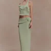 Falda larga de punto con aros Samira – Verde pastel