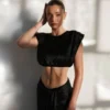 Partes de arriba de seda Zendaya – Negro