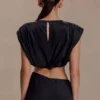 Partes de arriba de seda Zendaya – Negro