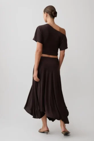 Falda midi Luu Slinky – Chocolate oscuro