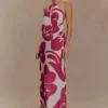 Partes de arriba halter con cuello vuelto de gasa Katalina – Estampado Deco Fleur en rojo Partes de arriba halter con cuello vuelto de gasa Katalina – Estampado Deco Fleur en rojo