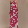 Partes de arriba halter con cuello vuelto de gasa Katalina – Estampado Deco Fleur en rojo Partes de arriba halter con cuello vuelto de gasa Katalina – Estampado Deco Fleur en rojo
