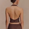 Partes de arriba halter de imitación de ante Logan – Chocolate oscuro
