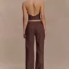 Partes de arriba halter de imitación de ante Logan – Chocolate oscuro