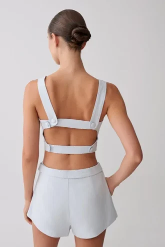 Partes de arriba Josephine con espalda abierta – Azul hielo