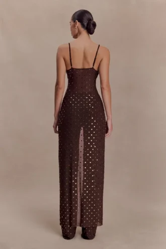 Partes de arriba largas con diamantes Jackie – Chocolate