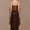 Partes de arriba largas con diamantes Jackie – Chocolate