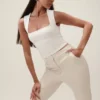 Partes de arriba largas de nailon reciclado Linley – Blanco Partes de arriba largas de nailon reciclado Linley – Blanco
