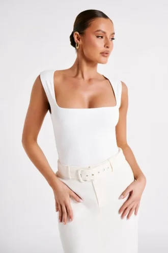 Partes de arriba largas de nailon reciclado Linley – Blanco