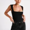 Partes de arriba largas de nailon reciclado Linley – Negro Partes de arriba largas de nailon reciclado Linley – Negro