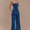 Vaqueros de Denim acampanados de pierna ancha Jen – Azul oscuro