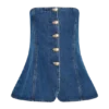 Partes de arriba largas sin tirantes con botones Lennox – Azul oscuro Partes de arriba largas sin tirantes con botones Lennox – Azul oscuro