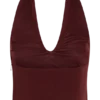 Partes de arriba sin mangas con cuello Calla y escote halter – Merlot