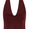 Partes de arriba sin mangas con cuello Calla y escote halter – Merlot