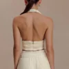 Partes de arriba sin mangas con cuello halter plisado Amaris – Limón