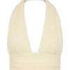 Partes de arriba sin mangas con cuello halter plisado Amaris – Limón