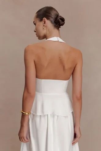 Partes de arriba sin mangas con cuello halter River – Blanco