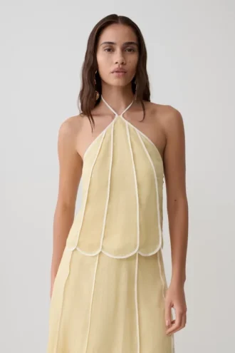 Partes de arriba sin mangas con cuello halter y paneles Georgia – Mantequilla