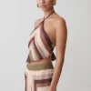 Partes de arriba sin mangas de gasa con cuello halter Thea – Rayas multicolores Partes de arriba sin mangas de gasa con cuello halter Thea – Rayas multicolores