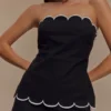 Partes de arriba sin tirantes con festones Judith – Negro
