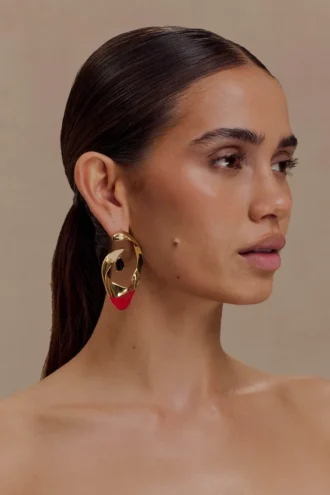 Pendientes de aro grandes Marna con piedras – Dorado