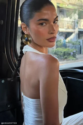 Pendientes Maisie con piedras preciosas redondas – Dorado