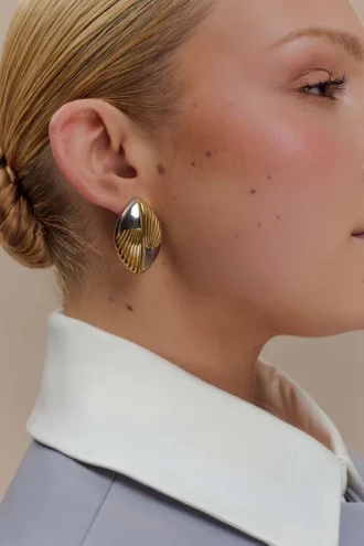 Pendientes ovalados Felicity de metales mixtos – Oro