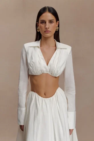 Sujetador tipo camisa Greta – Blanco