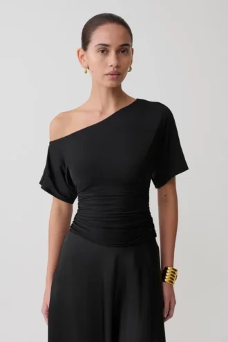 Top ajustado con hombros descubiertos Luu – Negro