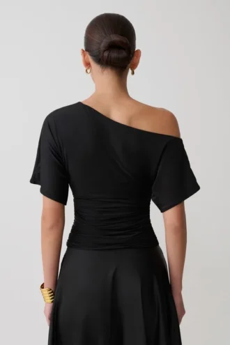 Top ajustado con hombros descubiertos Luu – Negro