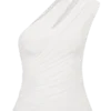 Top Anna de modal con un solo hombro – Blanco