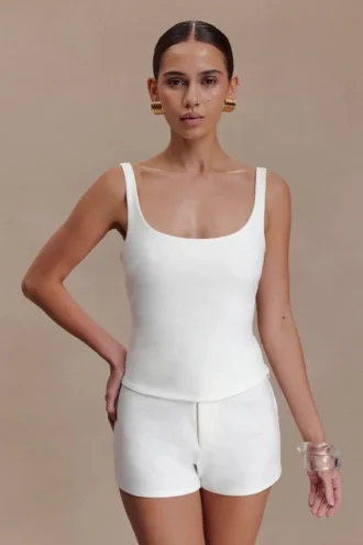 Top Blanca de crepé elástico – Blanco