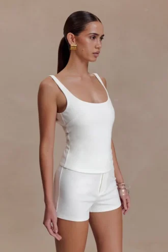 Top Blanca de crepé elástico – Blanco
